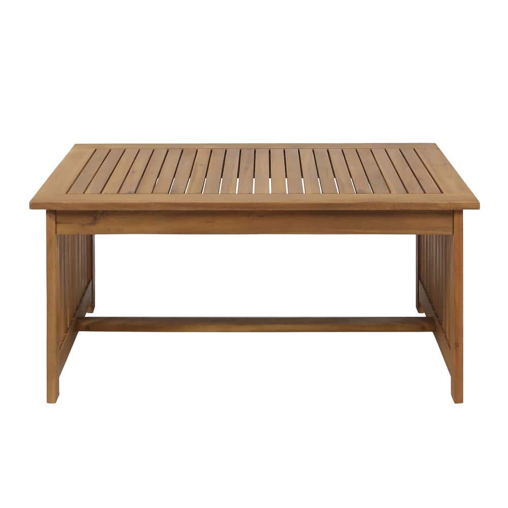 Farmhouse Brown Patina Acacia Wood Outdoor Coffee Table