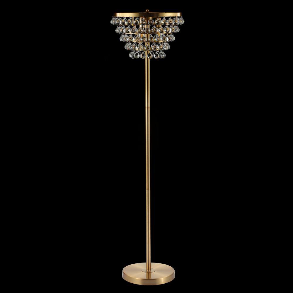 Jemma 60" Antique Gold Crystal LED Floor Lamp with Clear Shade