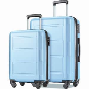 Light Blue 2-Piece Expandable ABS Hardshell Spinner Luggage Set with TSA Lock and Adjustable 3- level Telescoping Handle