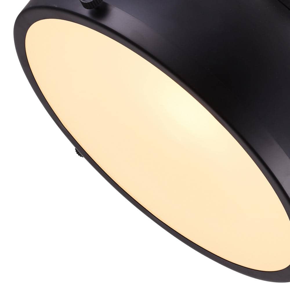 Strum Contemporary 12" Black Steel & Glass LED Bowl Pendant