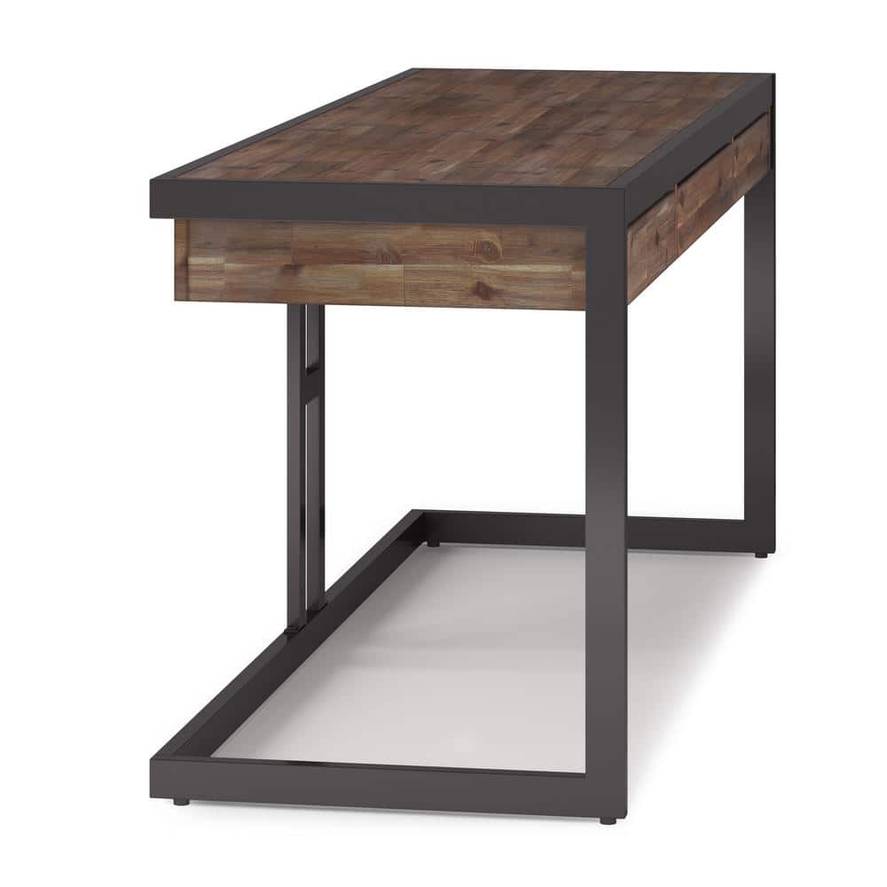 Rustic Natural Aged Brown 72" Acacia Wood Desk with Drawers
