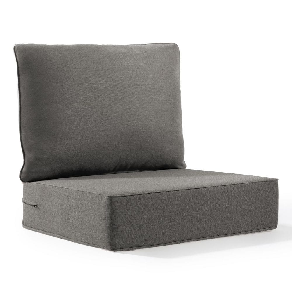 22 in. x 24 in. x 6 in. 2-Piece Olefin Deep Thick Seating Outdoor Lounge Chair Sofa Replacement Cushion Set in Gray price history on PriceWatchPro