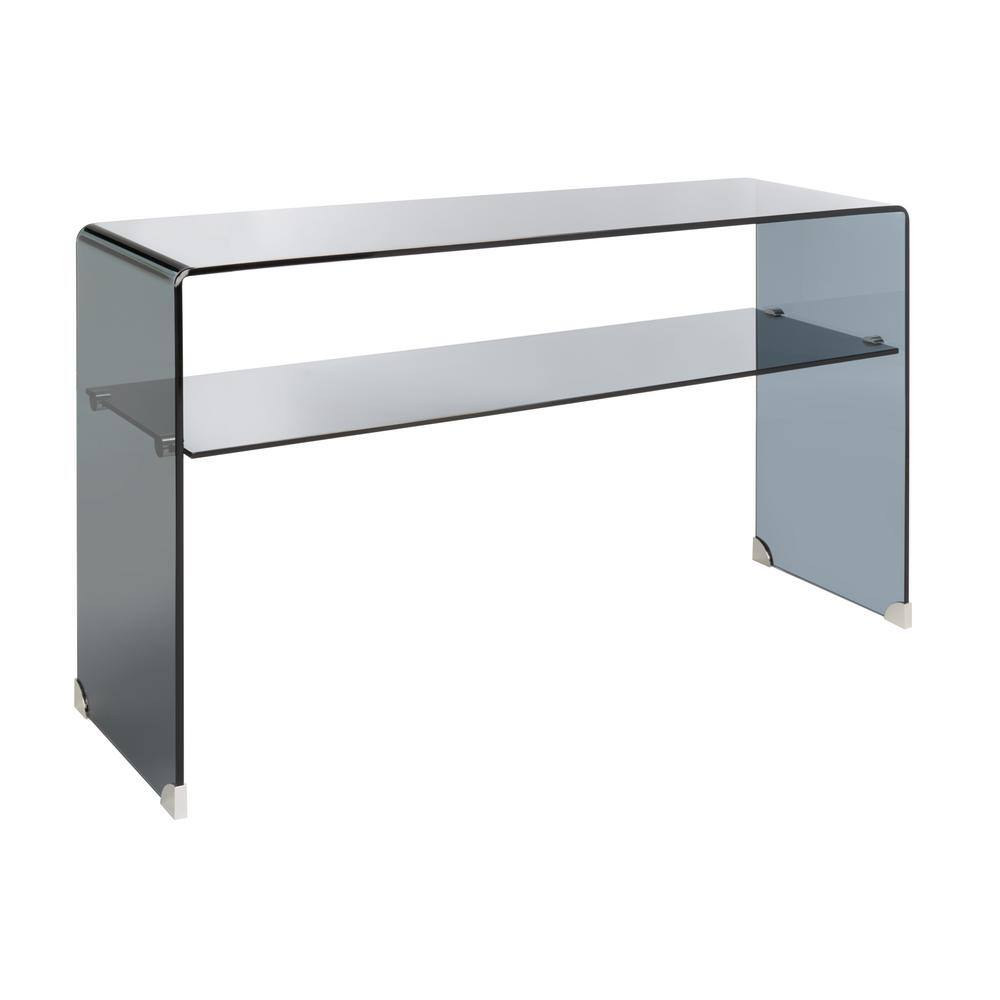Dash Clear and Gray Glass Hallway Table with Storage Shelf