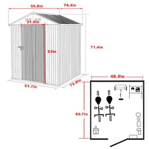 6 ft. W x 4 ft. D Outdoor Metal Storage Shed in Gray (24 sq. ft.)