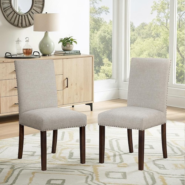 Myrna Taupe Textured Upholstered Dining Side Chair (Set of 2)