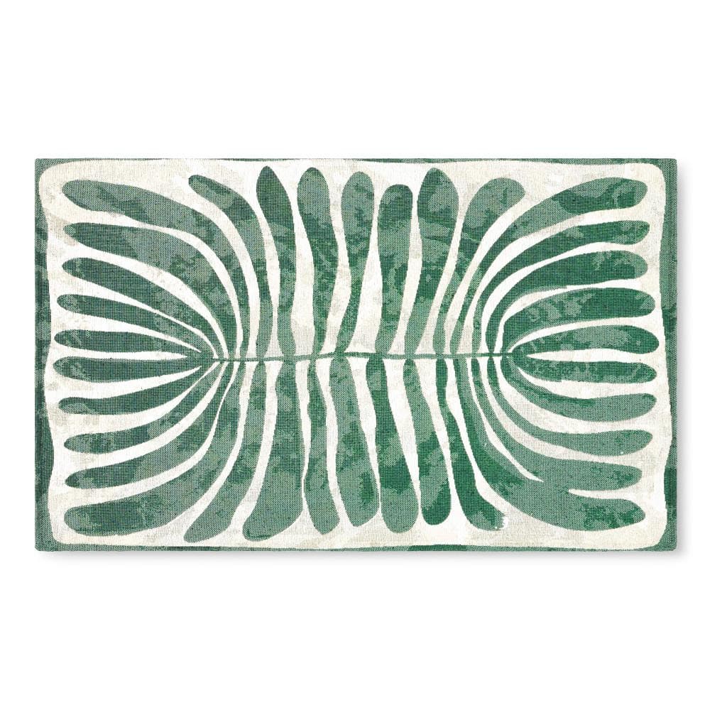 Green Jacquard Woven Polyester and Cotton Kitchen Mat 24" x 40"