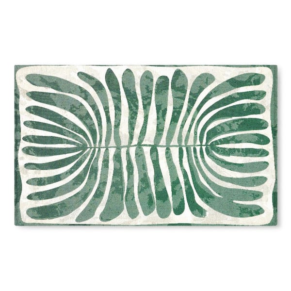 TOWN & COUNTRY LIVING Luxe Livie Matisse Cutout Green 24 in. x 40 in. Machine Washable Kitchen Mat