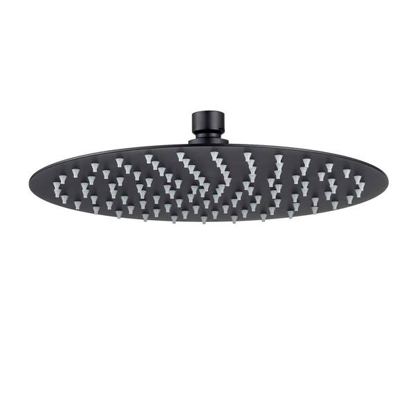 RAINLEX 1-Spray Patterns with 2.5 GPM 10 in. Round Wall Mount Metal Ultra-Thin Fixed Shower Head in Matte Black