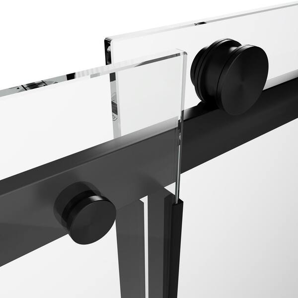 MEDUNJESS Aaby 56-60 in. W x 76 in. H Sliding Frameless Shower Door in Matte Black with 5/16 in. (8mm) Clear Glass