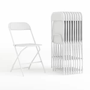 Hercules Series White Metal 650 lb. Weight Capacity Lightweight Event Folding Chair (Set of 10)