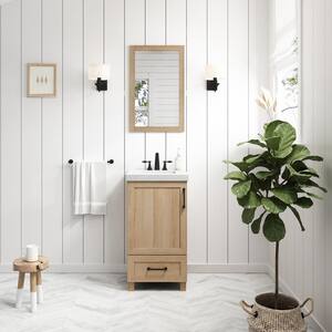 Tobana 18 in. W x 19 in. D x 34.50 in. H Bath Vanity in Weathered Tan with White Cultured Marble Top