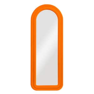 24 in. W x 63 in. H Arched Orange Full Length Mirror Flannel Wrapped Wooden Frame Decorative Hanging or Leaning Mirror