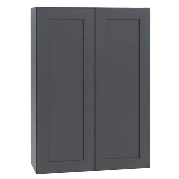 Home Decorators Collection Newport 24 in. W x 12 in. D x 42 in. H Assembled Plywood Wall Kitchen Cabinet in Deep Onyx with Soft Close