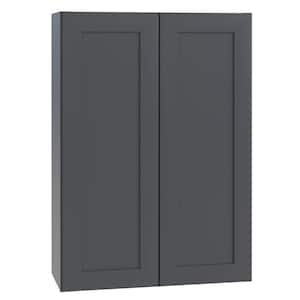 Newport Deep Onyx Plywood Shaker Assembled Wall Kitchen Cabinet Soft Close 24 in W x 12 in D x 36 in H