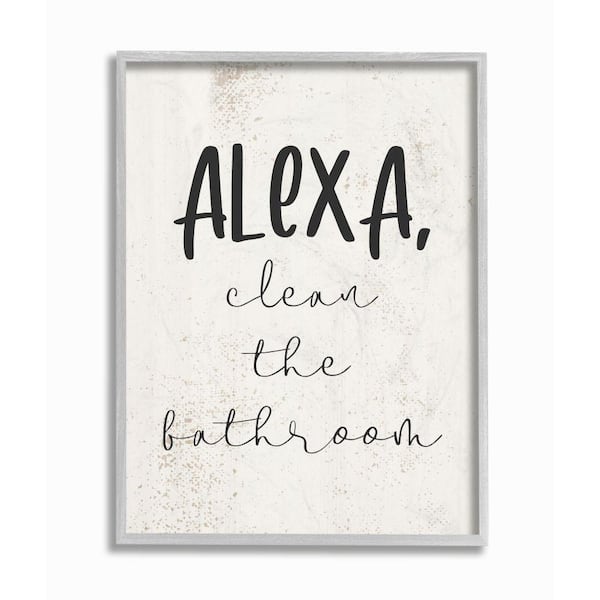 Stupell Industries "Modern Clean Bathroom Sign Technology Humor" by Daphne Polselli Framed Abstract Texturized Art Print 16 in. x 20 in.