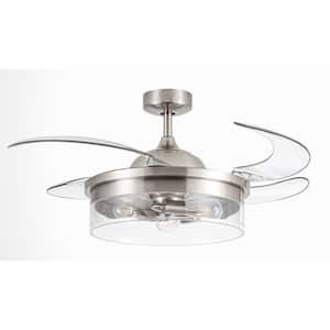 Brisbane 48 in. Indoor Brushed Chrome Retractable Ceiling Fan with Light and Remote Included