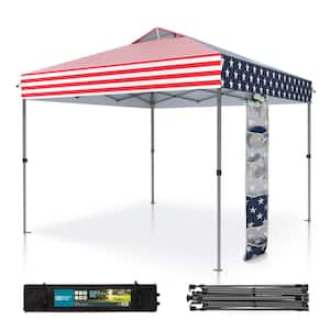 10 ft. x 10 ft. Pop Up Canopy Tent with Carry Bag Sandbags Vented Top in Stars and the Stripes