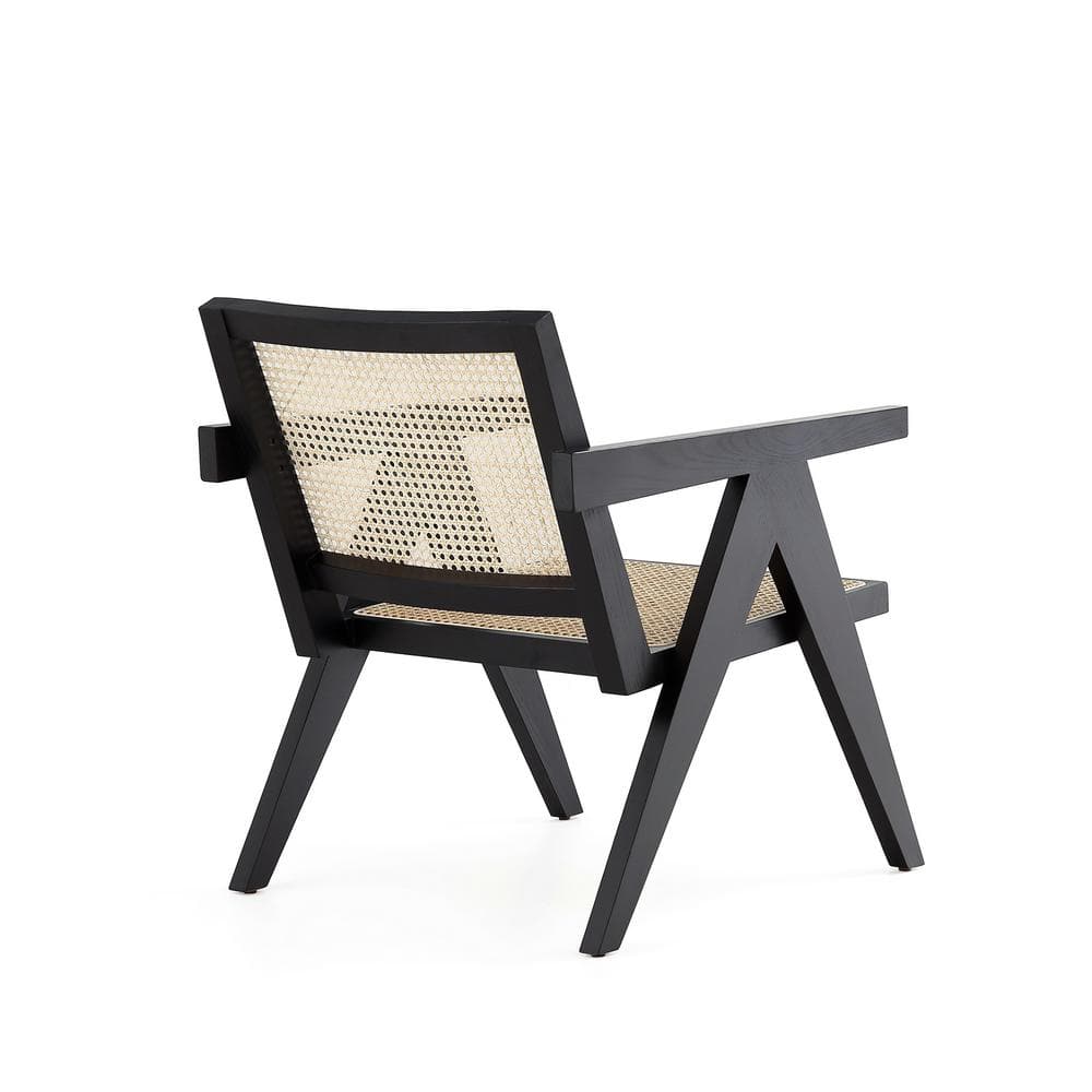 Hamlet Black and Natural Cane Wood Accent Armchair
