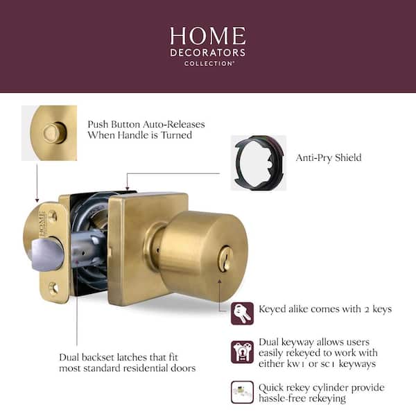 ●Rudeway Home Decorators Collection Ridgeway Brushed Gold Keyed Entry