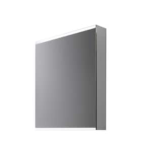 20 in. W x 26 in. H Small Rectangular Silver Aluminum Surface Mount Medicine Cabinet with Mirror