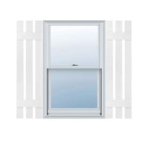 12 in. x 39 in. Lifetime Vinyl Standard Three Board Spaced Board and Batten Shutters Pair Bright White