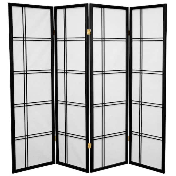 Oriental Furniture 5 ft. Black 4-Panel Room Divider
