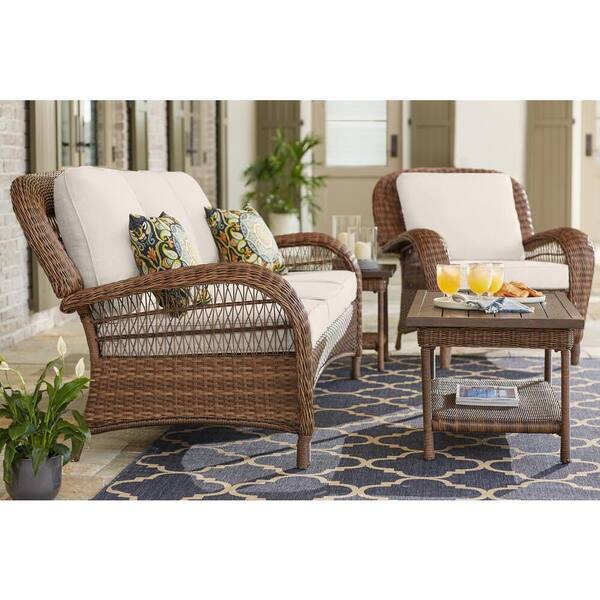 hampton bay beacon park brown wicker outdoor patio sofa