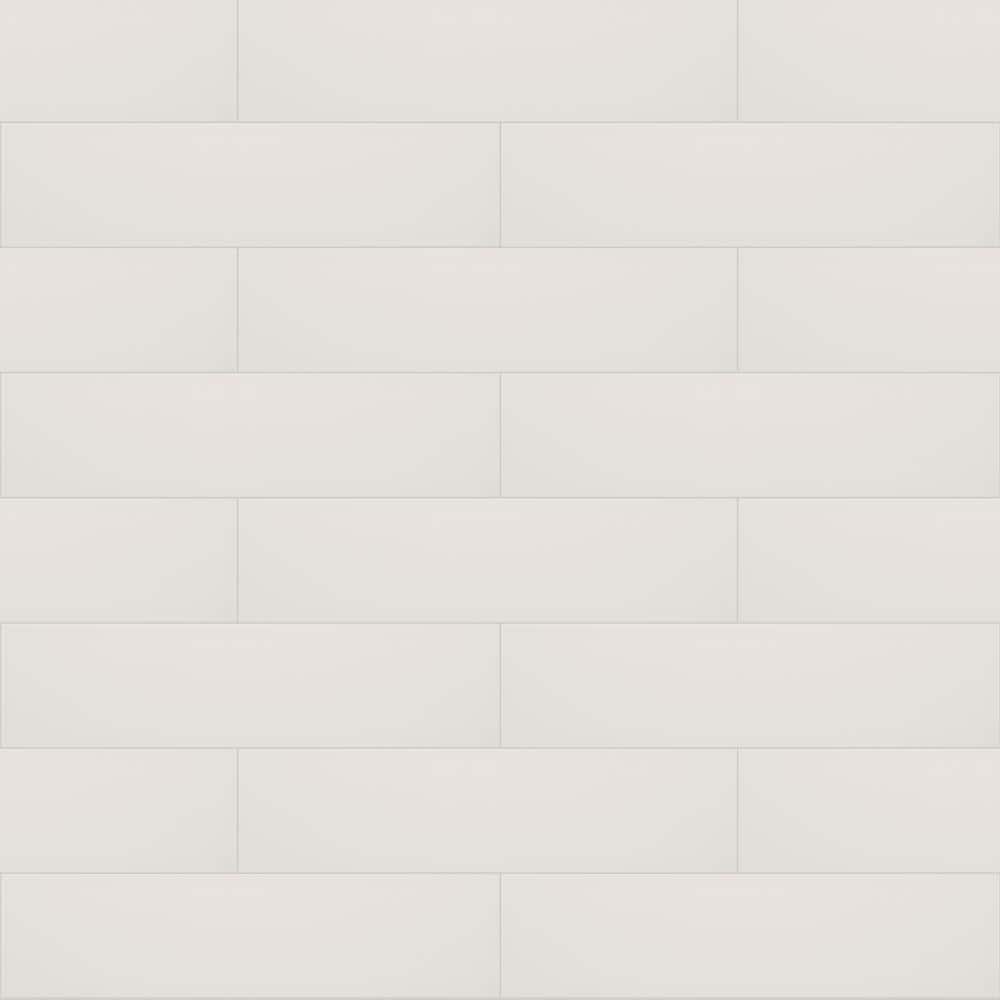 Streamline Buff White Glossy 4 in. x 16 in. Ceramic Wall Tile (10.39 Sq. Ft