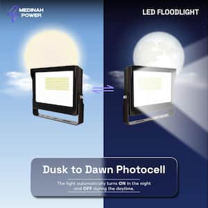400W Equivalent Integrated LED 100 Degree Bronze Flood Light, 21,000 Lumens, 4000K Bright white light, Dusk-to-Dawn