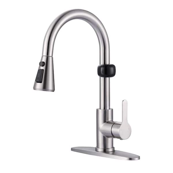 ARCORA Touchless 360° Spout Swivel Single Handle Pull-Out Sprayer Kitchen Faucet in Brushed Nickel