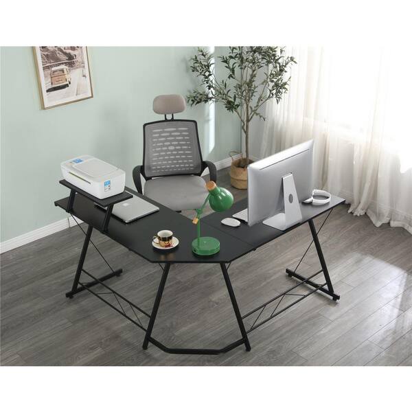 Magic Home 43.3 in. Rectangular Black Metal Z-Shaped Home Office PC Gaming  Desk with Carbon Fiber Surface and Headphone Hook CS-WF193043BAA - The Home  Depot