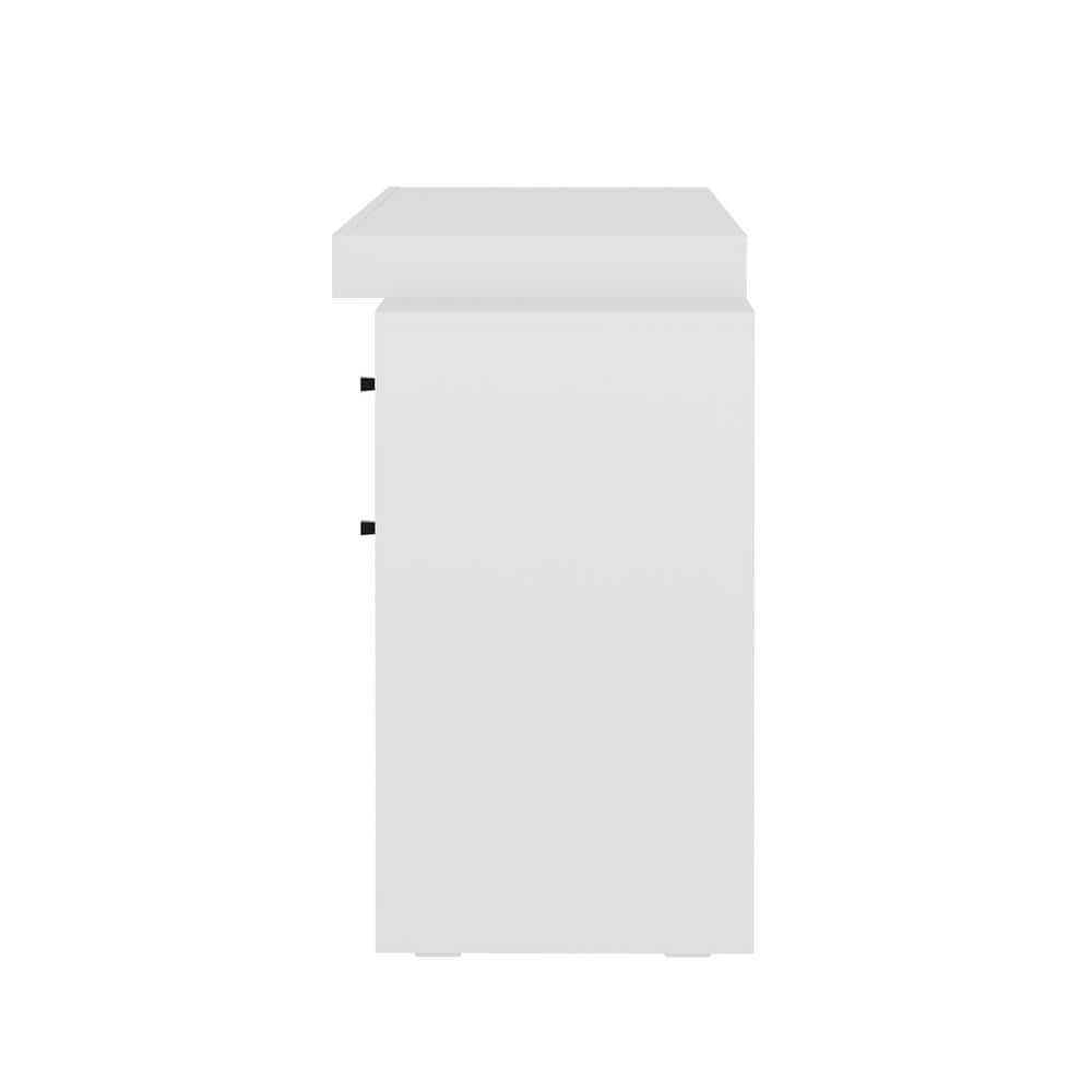 White Expandable Home Office Desk with Drawers and Filing Cabinet