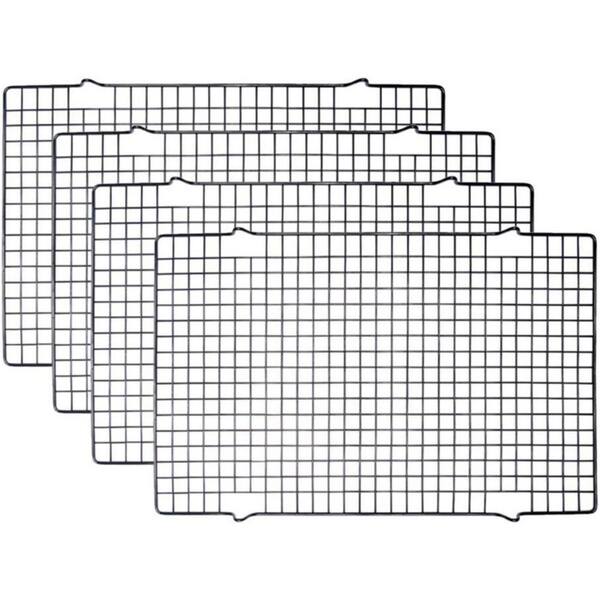 Black 16 in. x 10 in. Wire Cooking Rack, Baking Rack, Nonstick Cooling Rack (4-Pack)