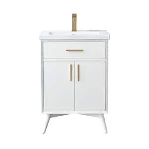 Nolan 24 in. W x 18 in. D x 34 in. H Bath Vanity in White with White Ceramic Vanity Top