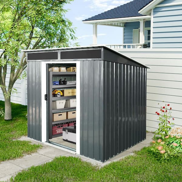 Outdoor Storage Shed 6 ft. W x 5 ft. D Metal Shed with Foundation Black (30 sq. ft.)