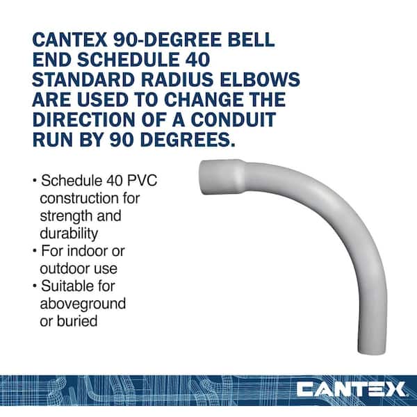 Cantex 2 in. 90-Degree Bell-End Elbow R5233828 - The Home Depot