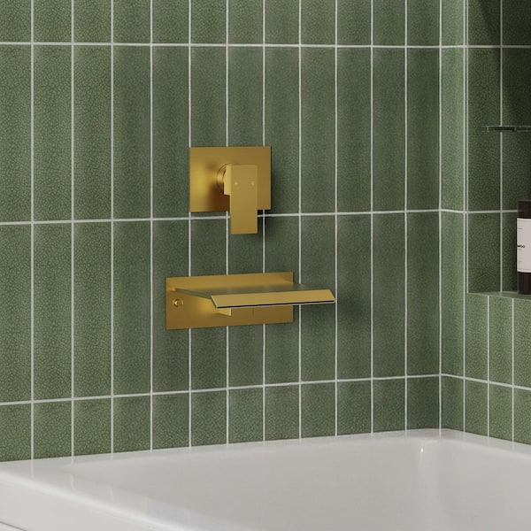 EVERSTEIN Muse Single-Handle Wall Mount Roman Tub Faucet with Spot Resist in Brush Gold (Valve Included)