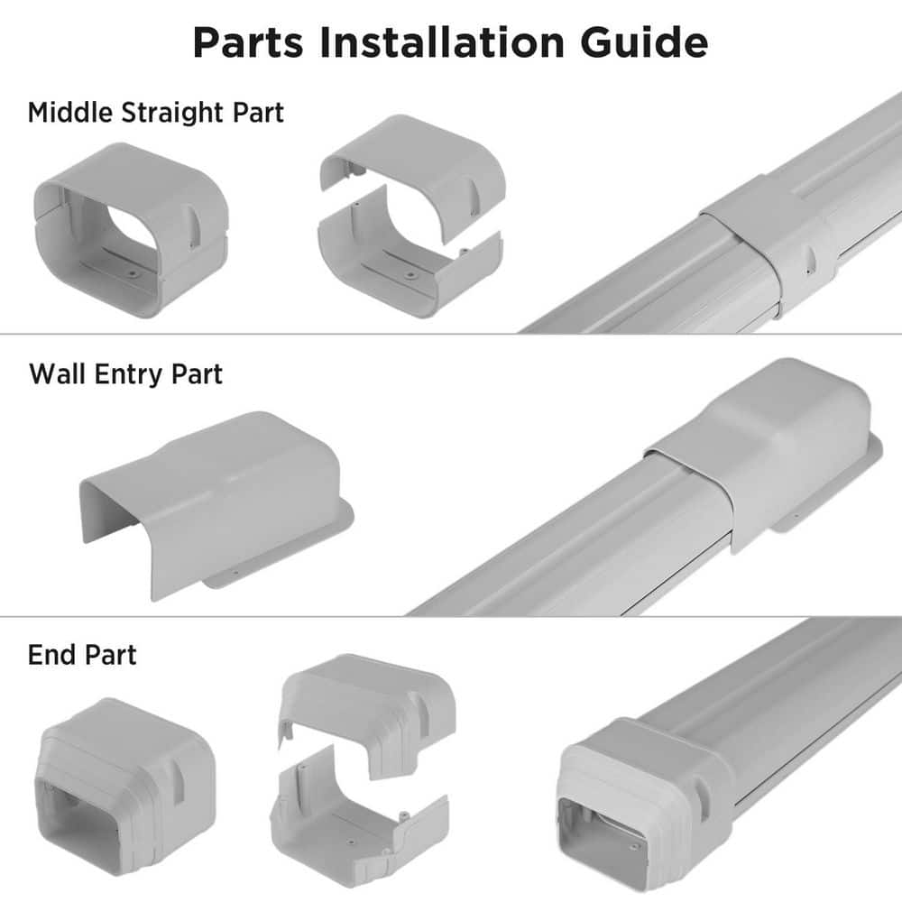 White PVC Line Cover Kit for AC Systems, 3'' W x 7.5' L