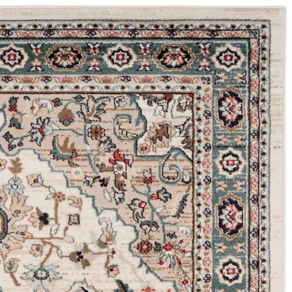 Gray and Cream 8' x 10' Synthetic Traditional Area Rug