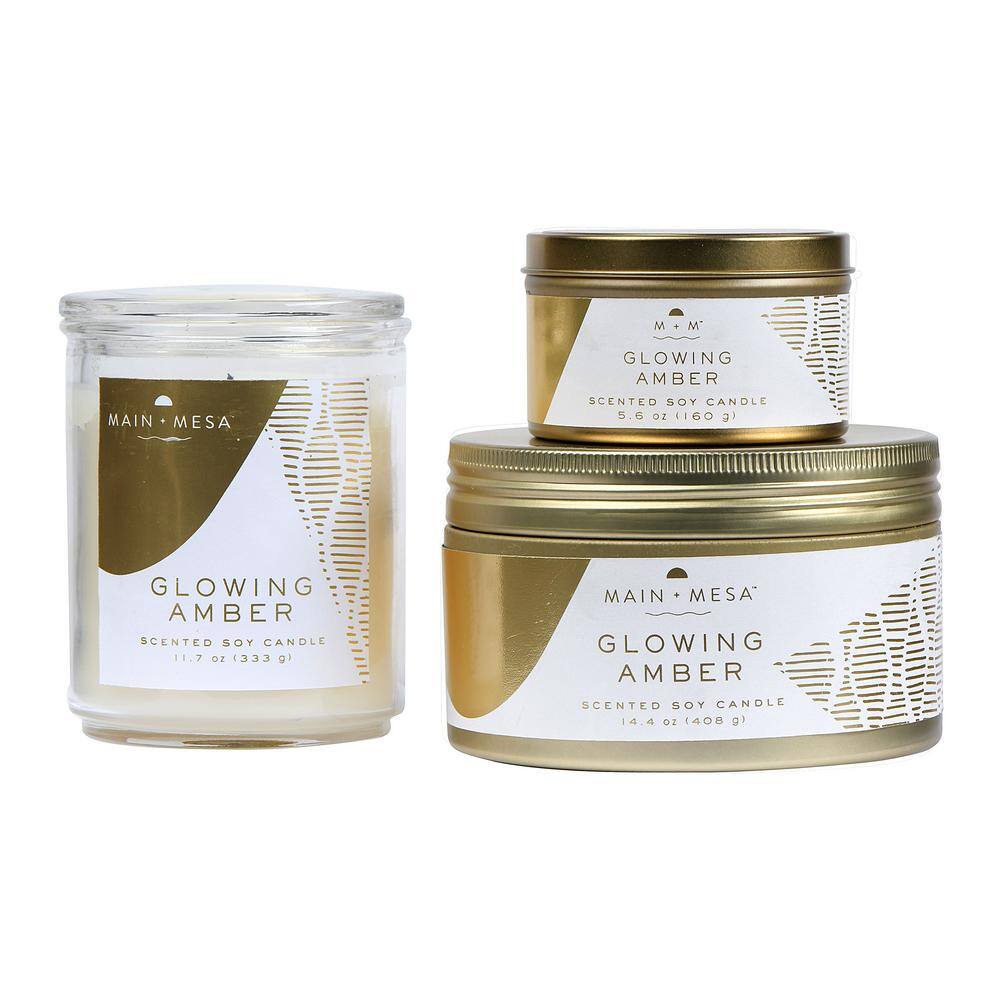 Glowing Amber Scented Soy Wax Lidded Jar Candle