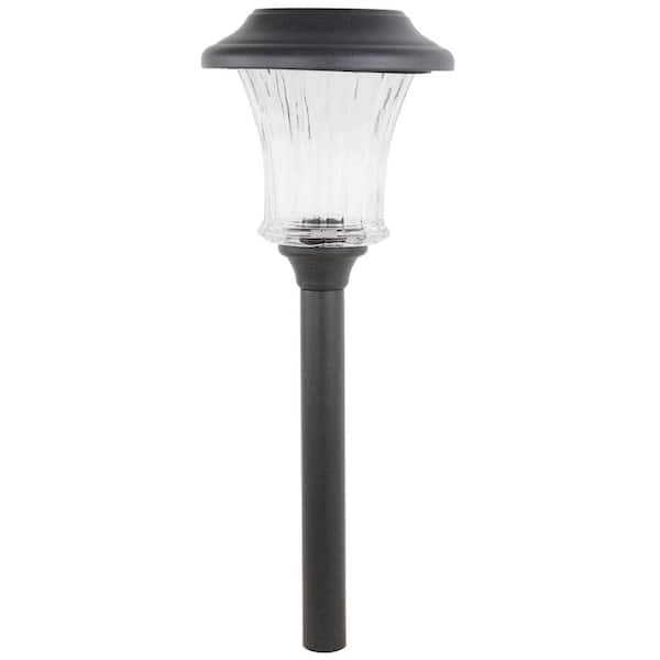 Hampton Bay Solar Graphite Outdoor Integrated LED 3000K 10-Lumens Warm White Landscape Path Light with Glass Lens