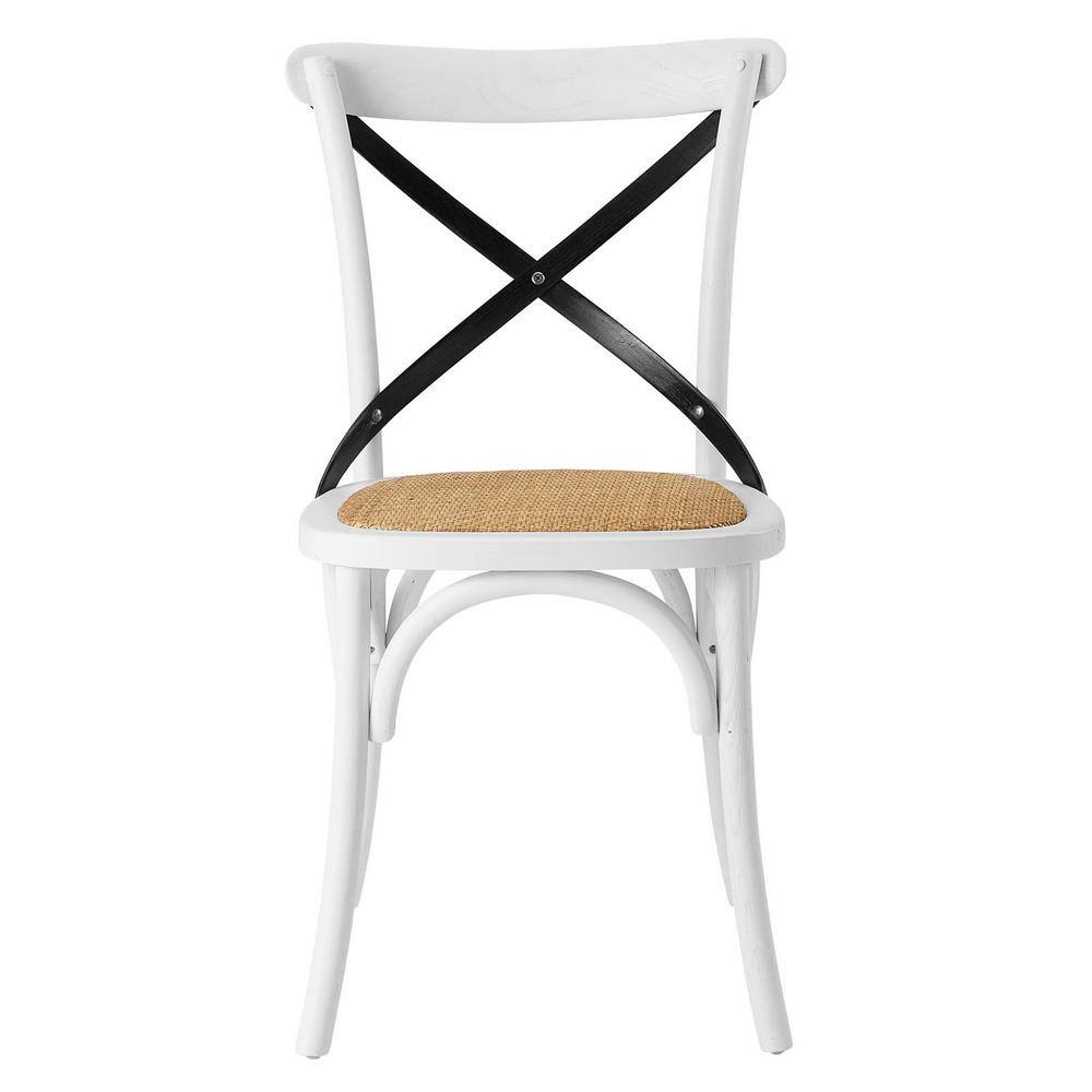 White and Black Cross Back Wood Dining Chair