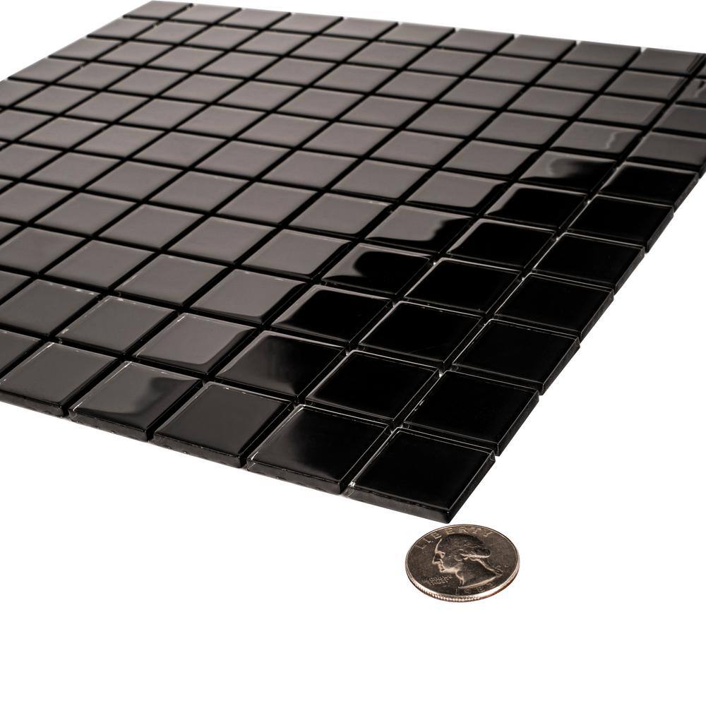 Black Polished Glass Mosaic Tile for Kitchen and Bathroom