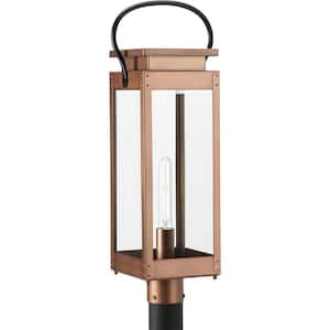 1-Light Bronze Steel Hardwired Weather Resistant Union Square 26 in. Outdoor Post Light with No Bulbs Included