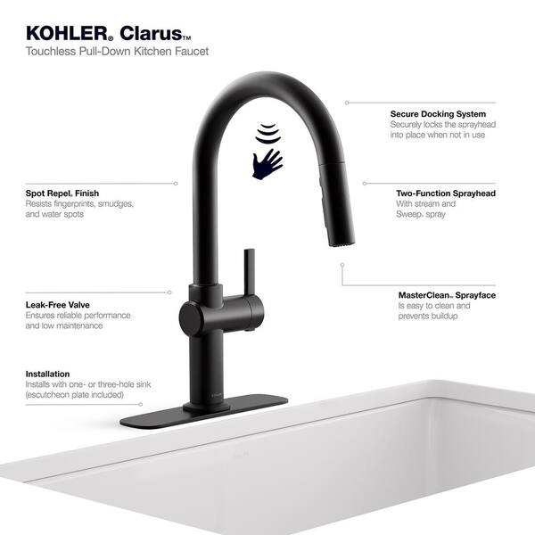 KOHLER Setra Single-Handle Touchless Pull-Down Sprayer Kitchen Faucet in Matte Black