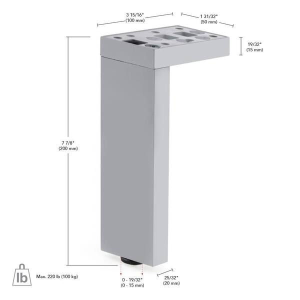 1-31/32 in. Stainless Steel Zinc Round Leg 1-31/32 in. Stainless Steel Zinc Round Leg