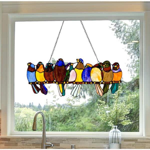 Stained Glass Window Hanging, Bird Suncatchers for Windows Double-Side  Multicolor Birds High Stained Glass Suncatcher Window Panel Bird Window  Hanging