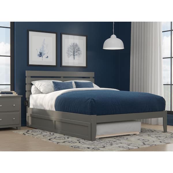 AFI Oxford Queen Bed with USB Turbo Charger and Twin Extra Long Trundle in Grey