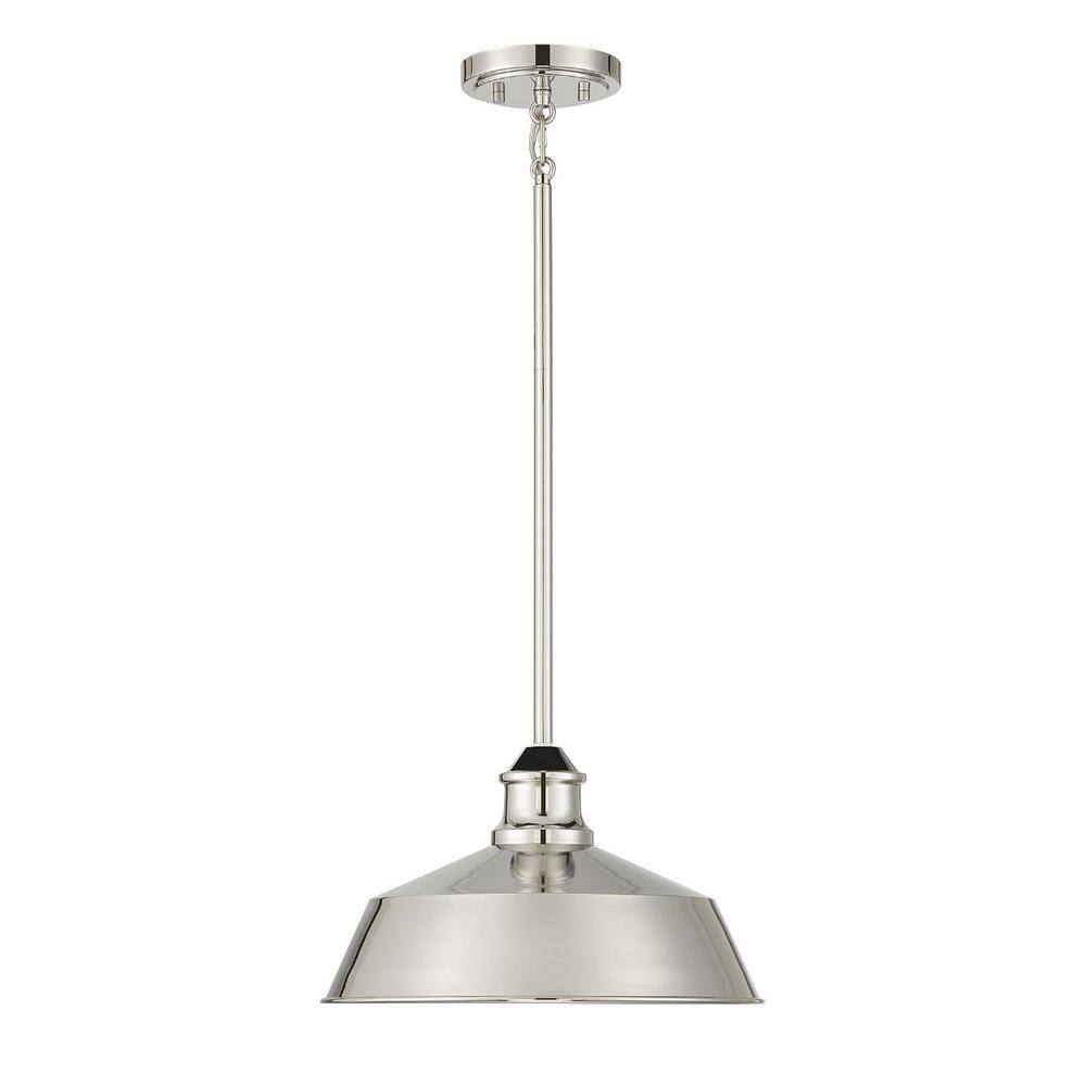 Polished Nickel Vintage Industrial 1-Light Pendant