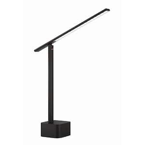Kovacs 14.25 in. Black Contemporary Rechargeable LED Table Lamp for Home Office or Living Room with Black Metal Shade